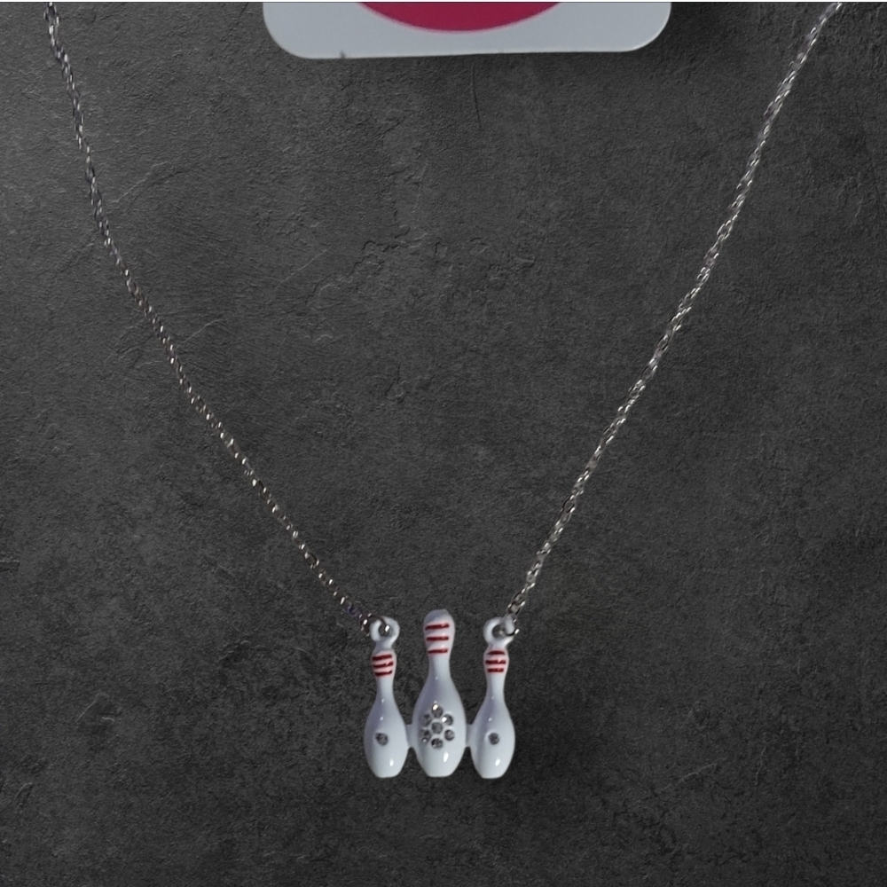 NWT Nadine West Enamel & Rhinestone Bowling Pin Choker Necklace ~16"
